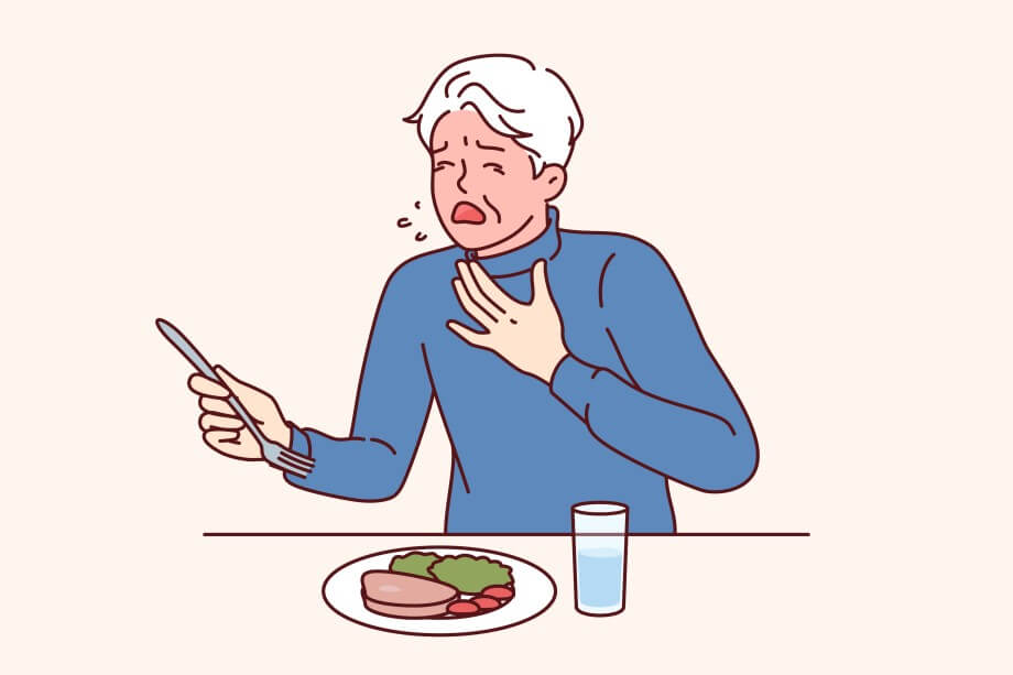 A person choking on food