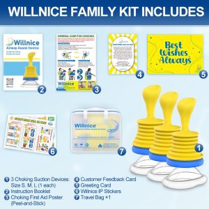 Contents of Willnice family kit for choking prevention