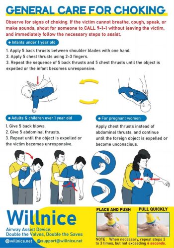 Choking First Aid Poster, Peel-and-Stick, Heimlich Maneuver for All People (Infants, Children, Adults, Pregnant Women), Ideal for homes, schools, restaurants, workplaces