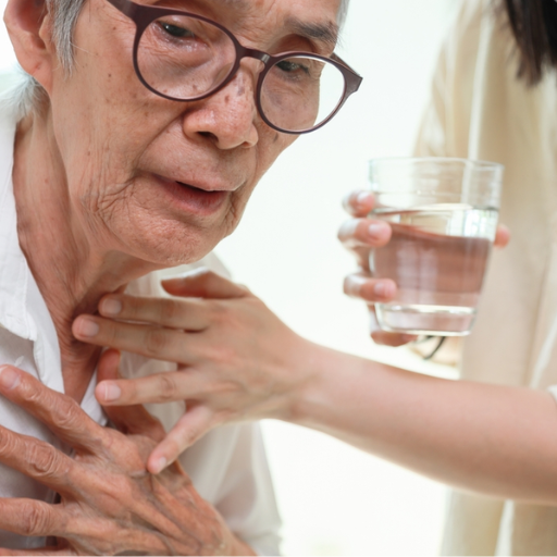 What medical conditions can cause swallowing difficulties in the elderly?