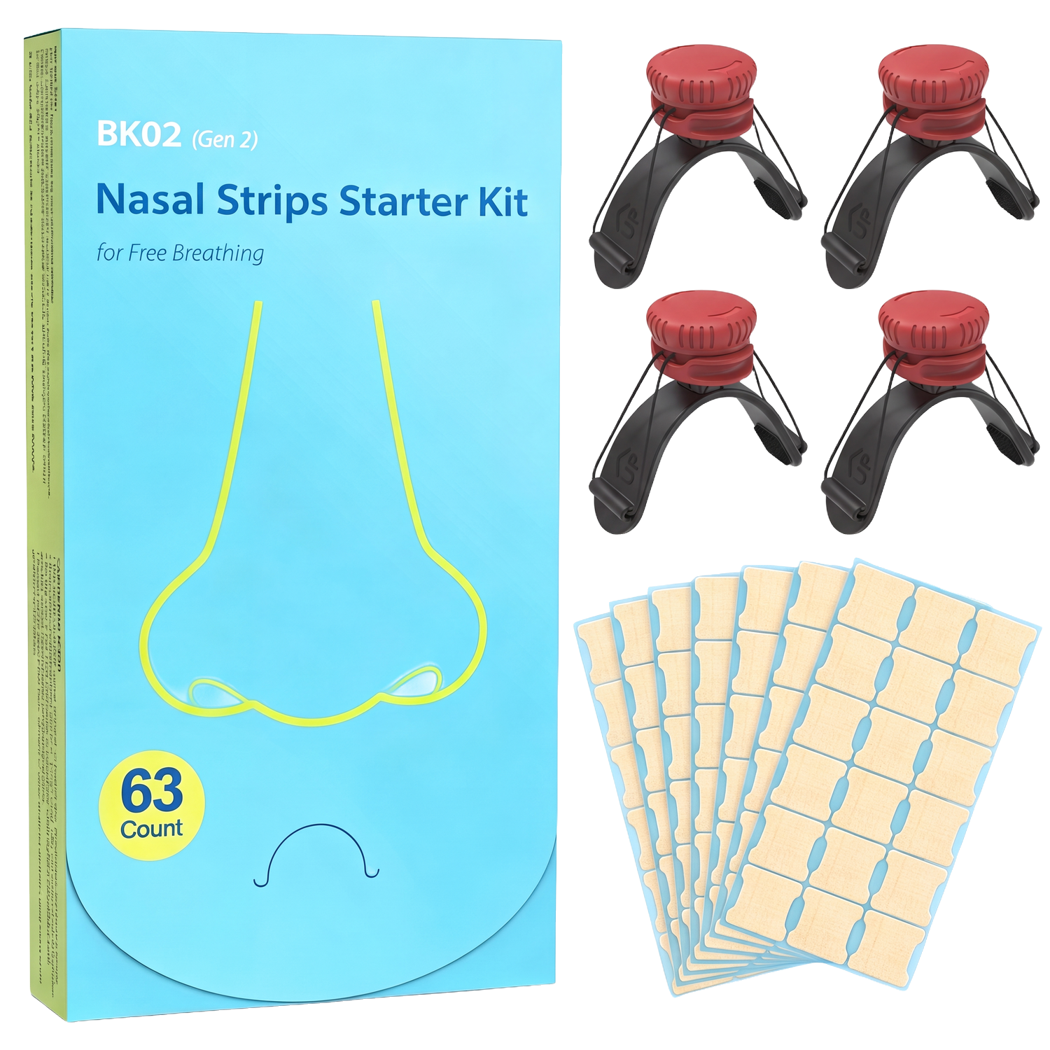 JoyBloom Nasal Dilator Kit for Sleep, Snoring, Breathing & Sports (Red) | Stronger Lift Than Traditional Nose Strips | 4 Sizes, 63 Day Supply