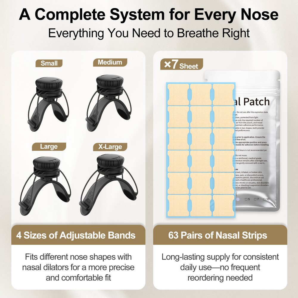 JoyBloom Nasal Dilator Kit for Sleep, Snoring, Breathing & Sports (Black) | Stronger Lift Than Traditional Nose Strips | 4 Sizes, 63 Day Supply