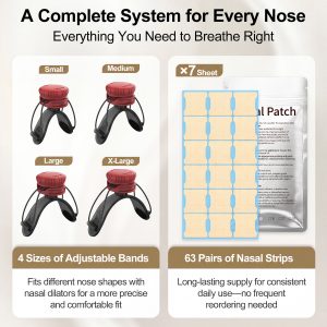 JoyBloom Nasal Dilator Kit for Sleep, Snoring, Breathing & Sports (Red) | Stronger Lift Than Traditional Nose Strips | 4 Sizes, 63 Day Supply