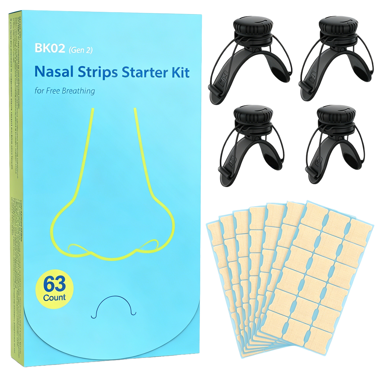 JoyBloom Nasal Dilator Kit for Sleep, Snoring, Breathing & Sports (Black) | Stronger Lift Than Traditional Nose Strips | 4 Sizes, 63 Day Supply