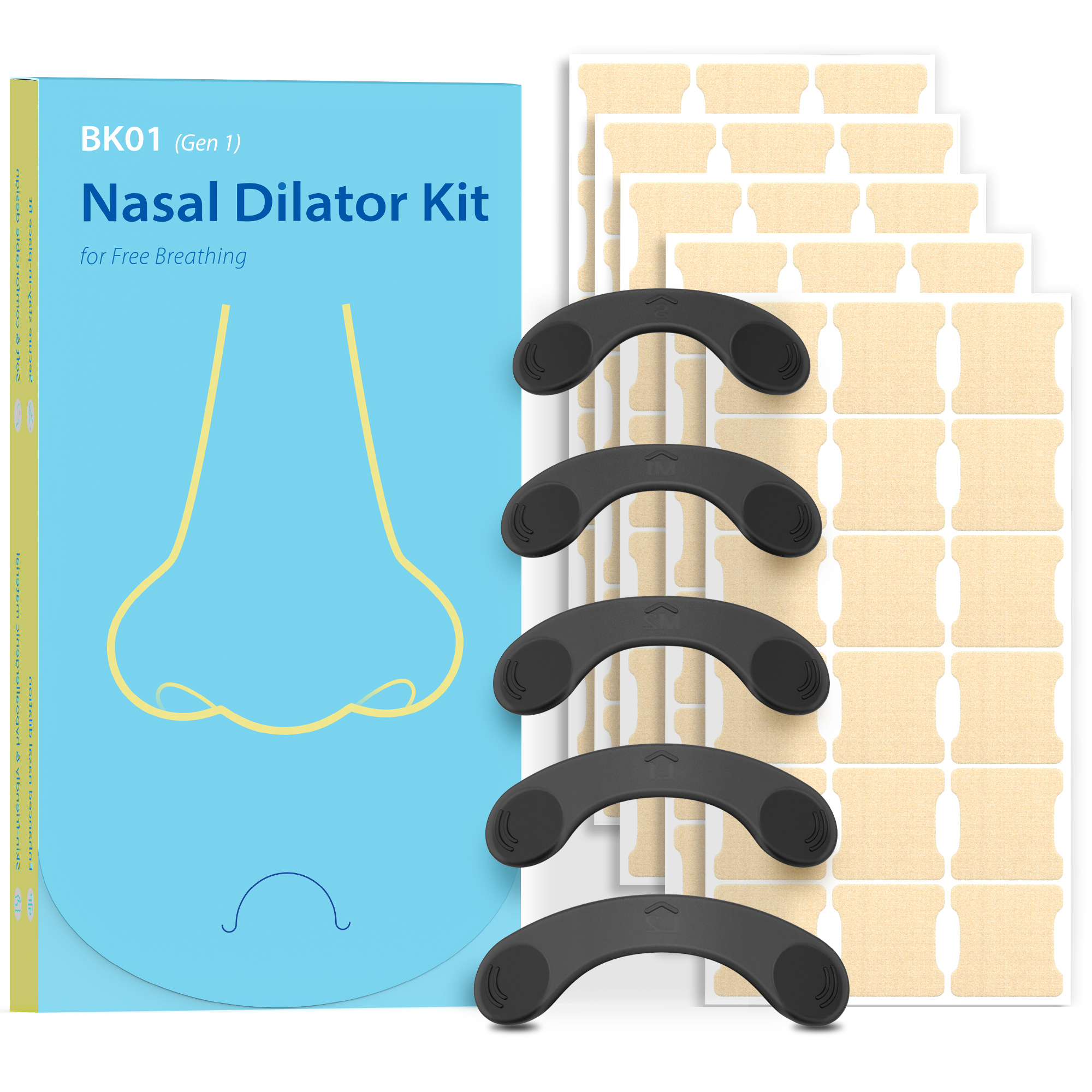 JoyBreath Nasal Dilator Kit Gen 1 for Sleep, Snoring, Breathing & Sports | Stronger Lift Than Traditional Nose Strips | 5 Sizes, 45 Day Supply